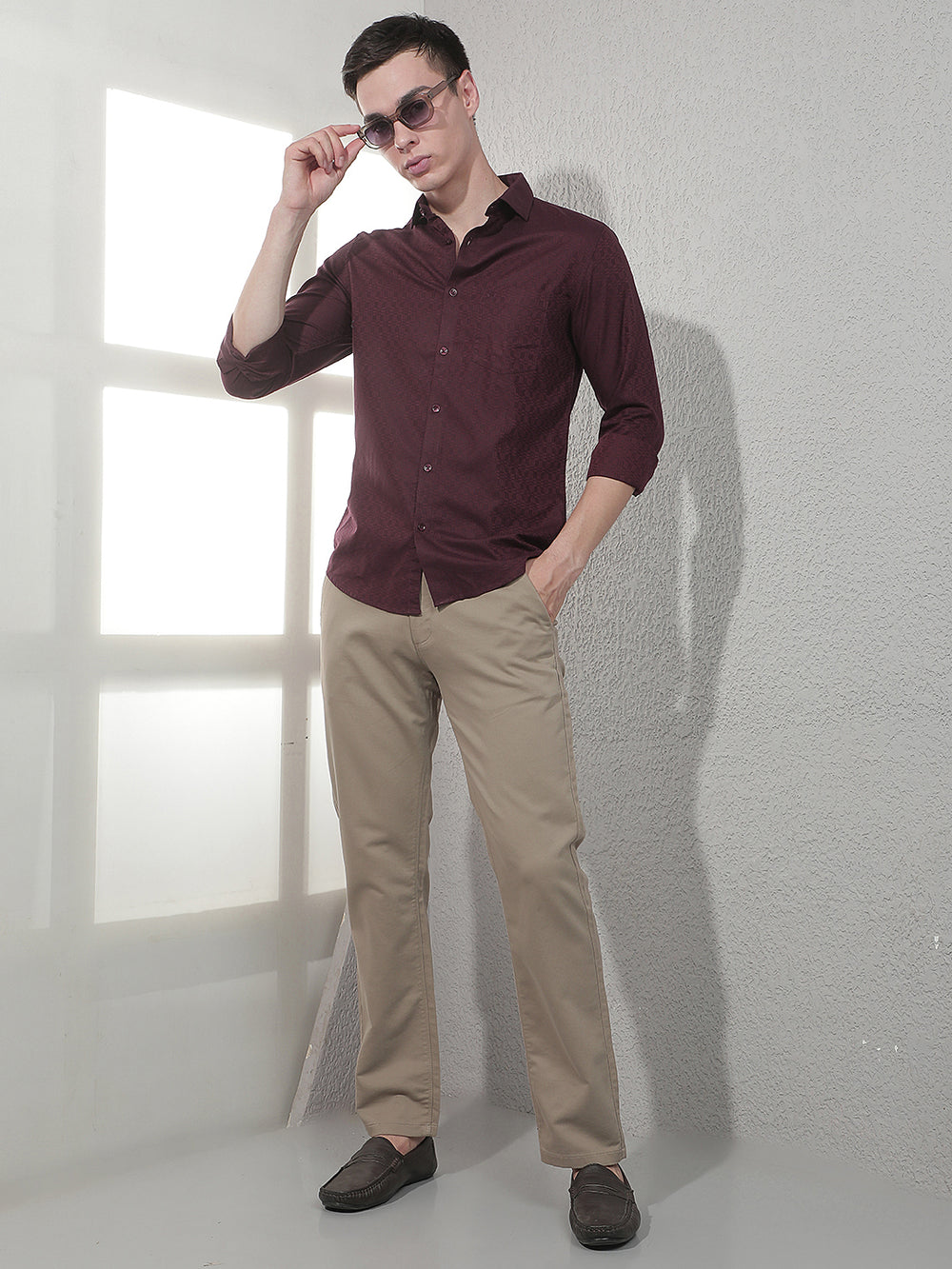 Maroon Abstract Print Shirt