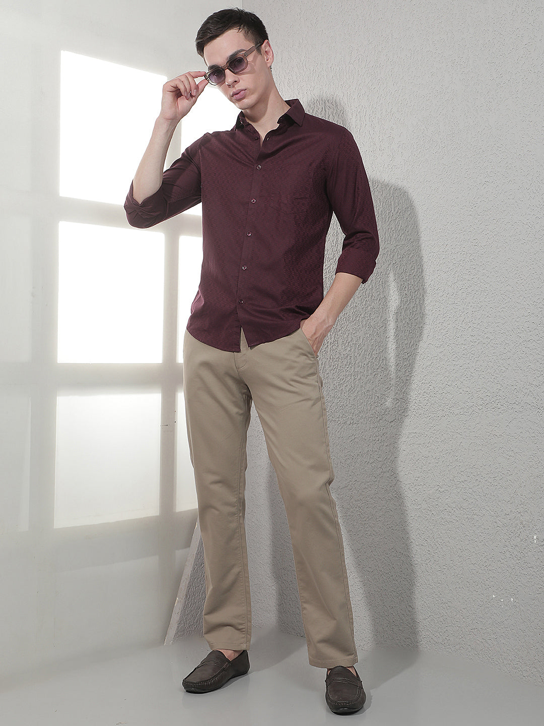 Maroon Abstract Print Shirt