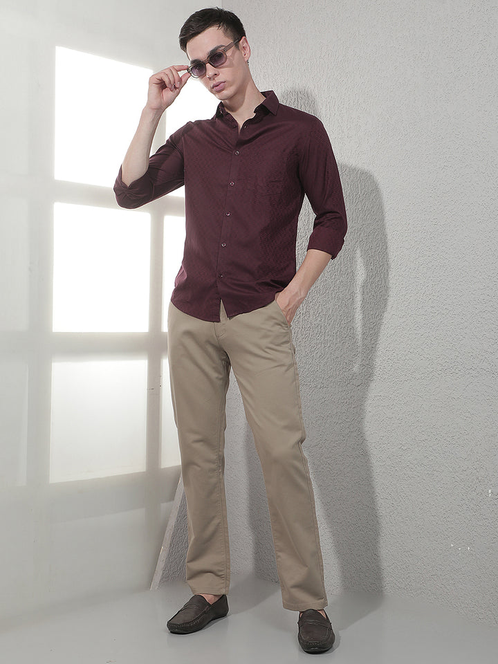 Maroon Abstract Print Shirt