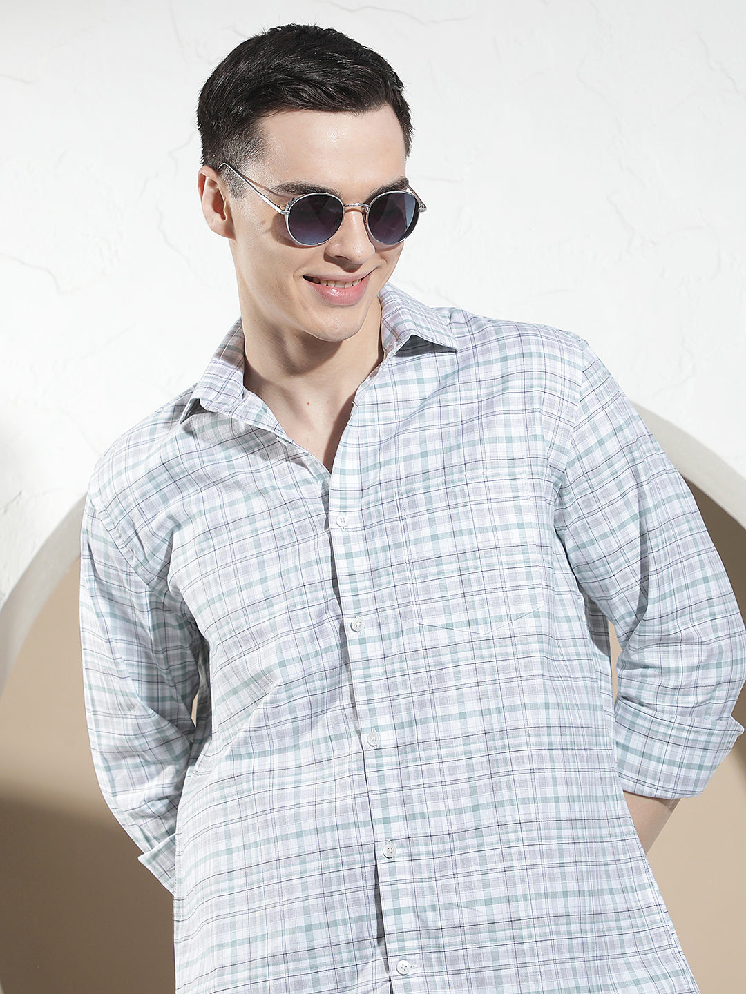 Green Checked 100% Cotton Shirt