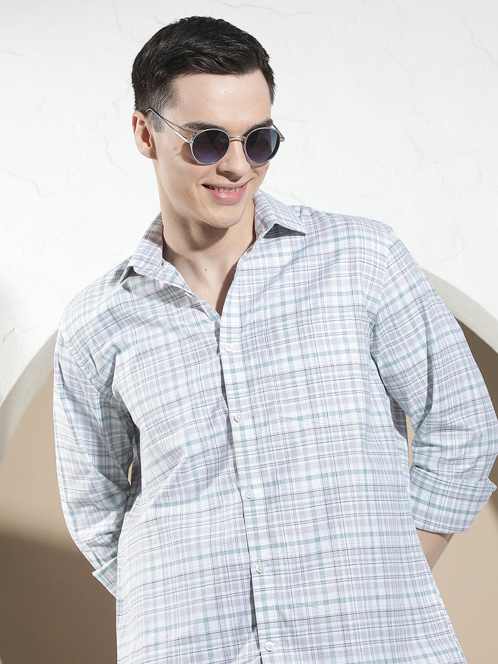 Green Checked 100% Cotton Shirt