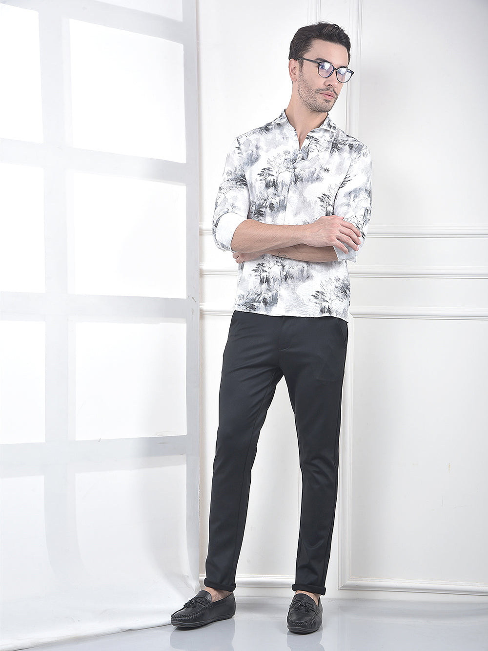 Grey Floral Print Shirt