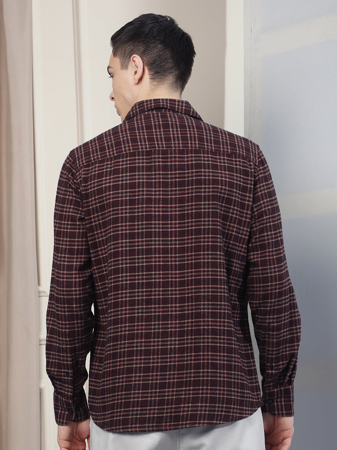 Maroon Checked 100% cotton Shirt