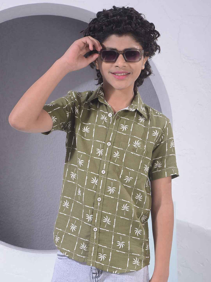 Green Botanical Print 100% Cotton Shirt