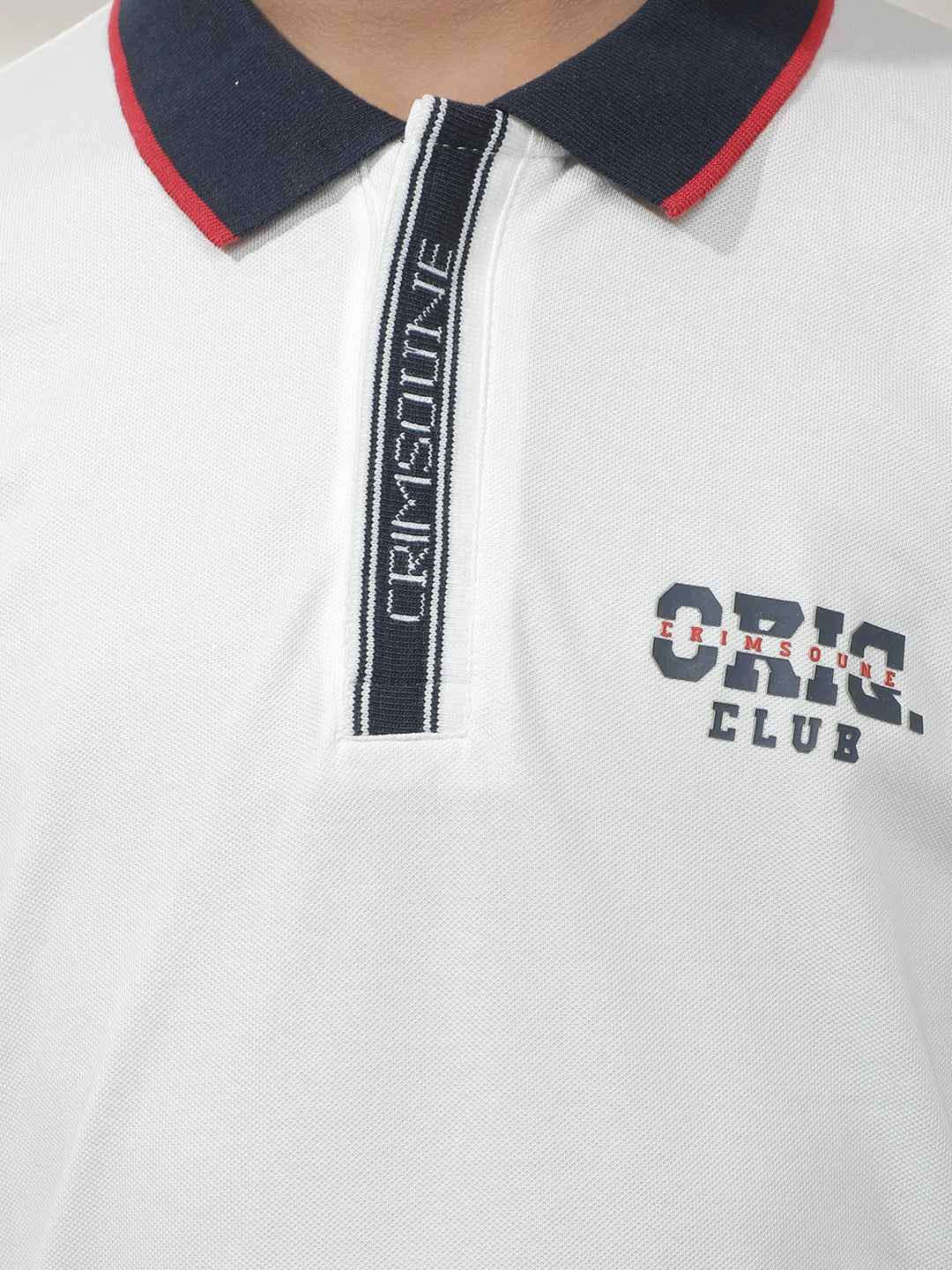 White Contrast Collar Polo T-Shirt