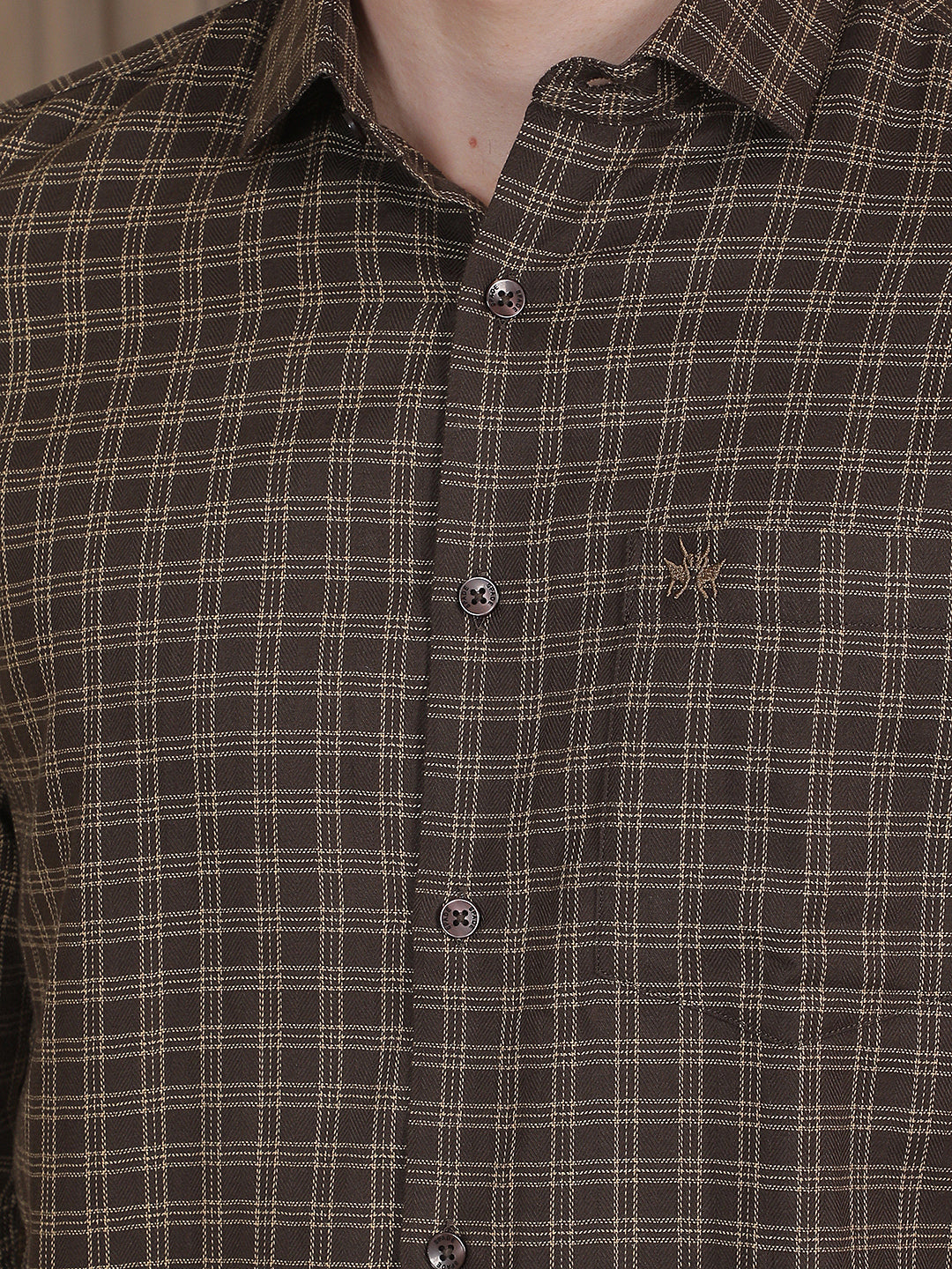 100% Cotton Brown Checked Shirt