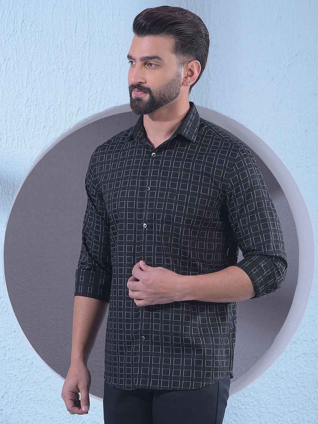 Black Printed 100% Cotton Shirt