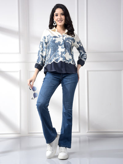 Blue Bootcut Jeans-Women Jeans-Crimsoune Club