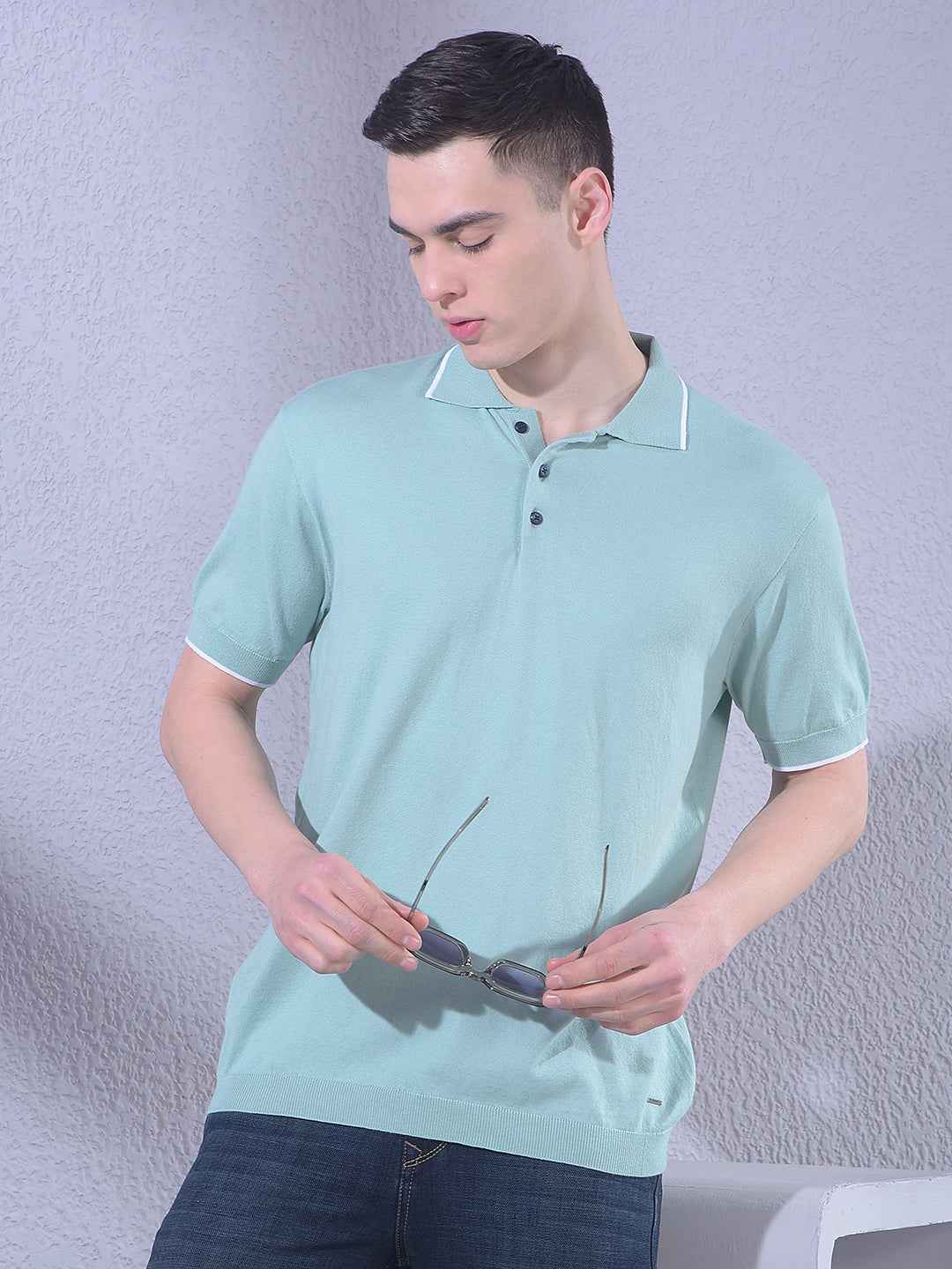 Green Polo Neck T-Shirt