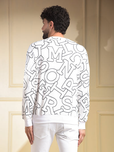 White Typographic Print Sweatshirt