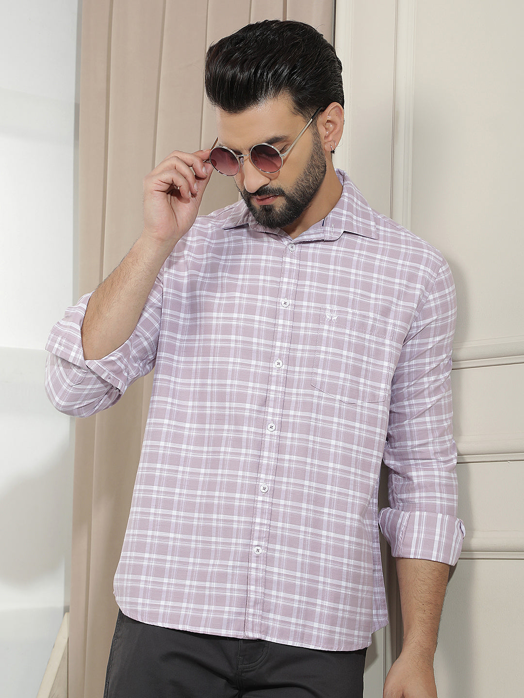 Classic Plum Purple Checked Shirt
