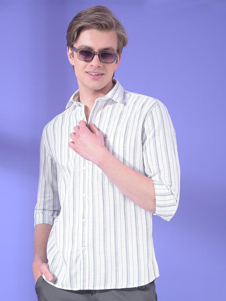 White Vertical Stripes 100% Cotton Shirt