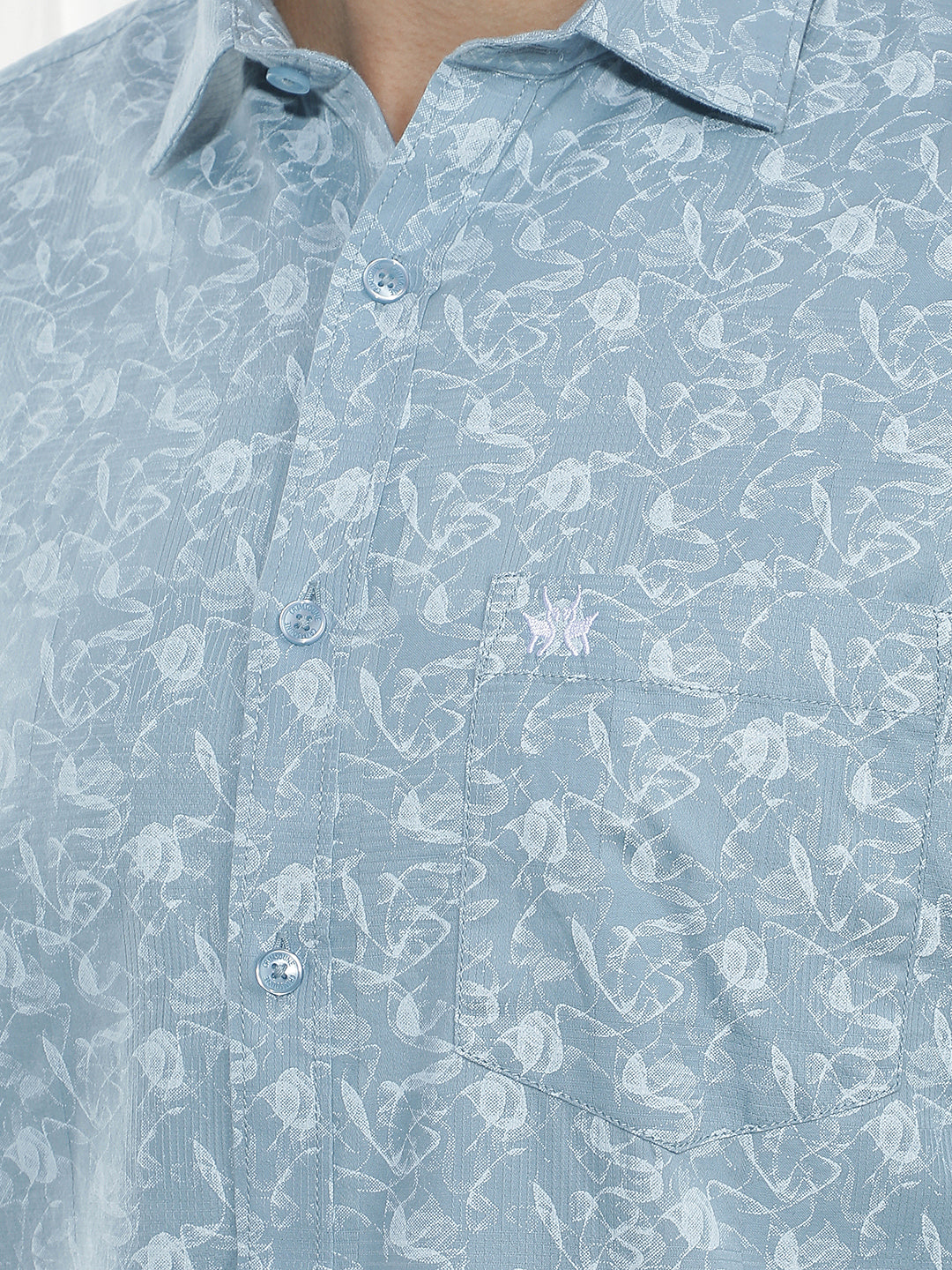Blue Printed 100% Cotton Shirt