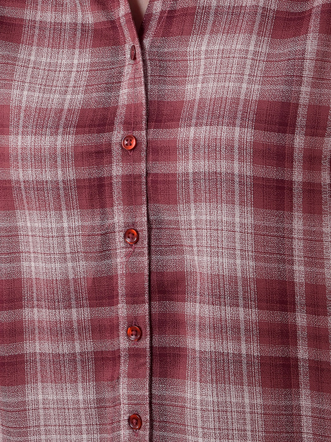 Brown Checked V-Neck Shirt