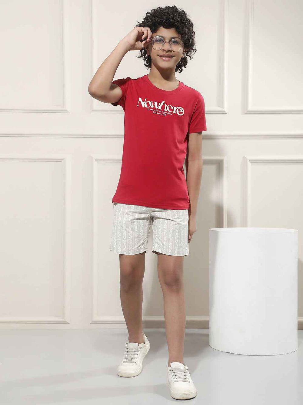 Beige Vertical Stripes 100% Cotton Shorts