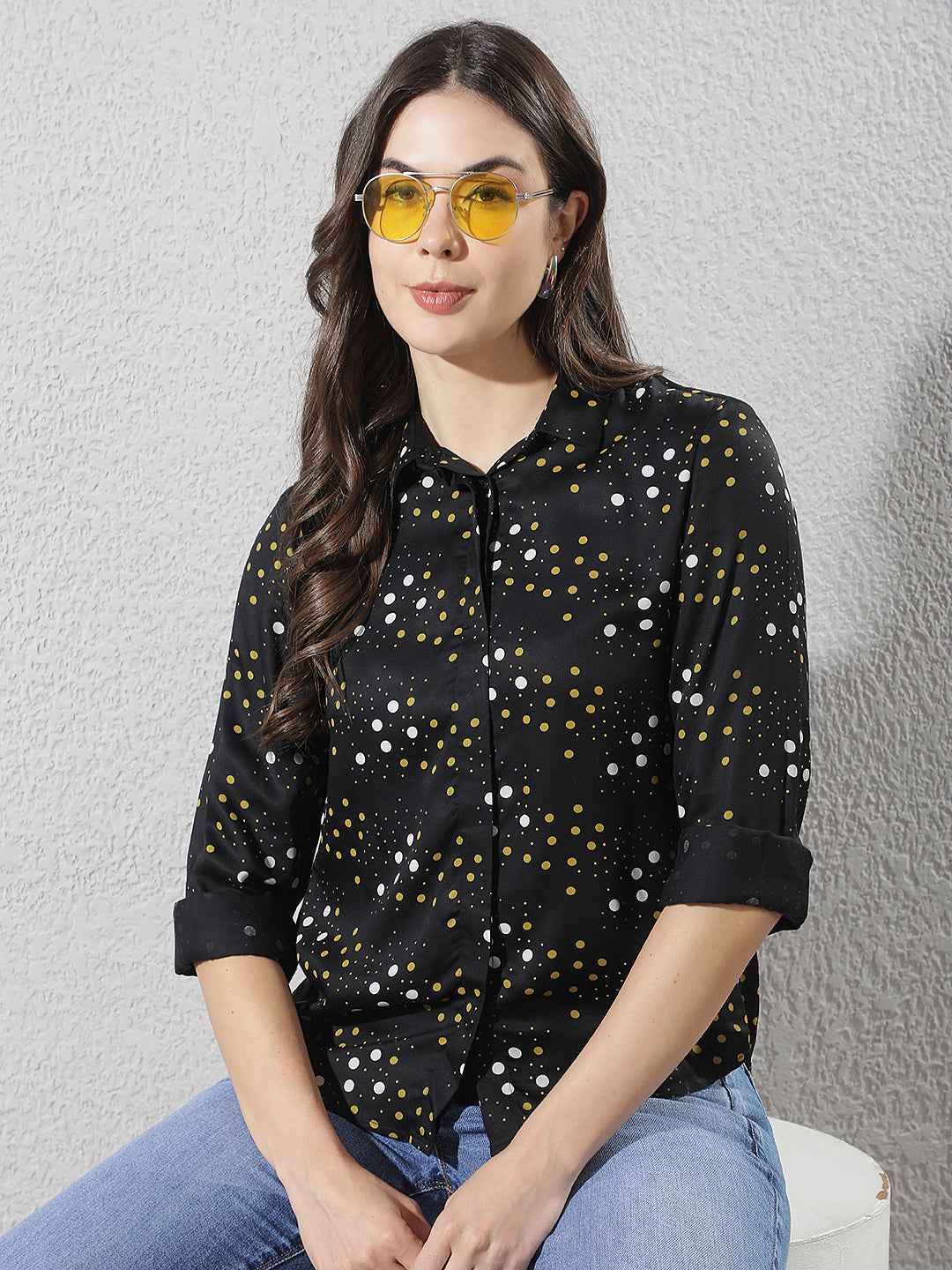 Black Printed Modal Shirt