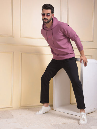 Pink Embroidered Hooded Neck Sweatshirt