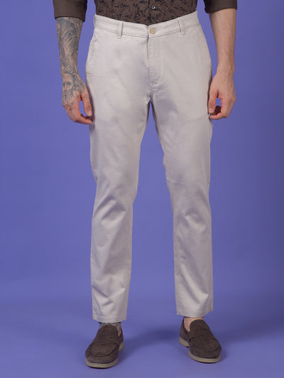 Beige Printed Trousers