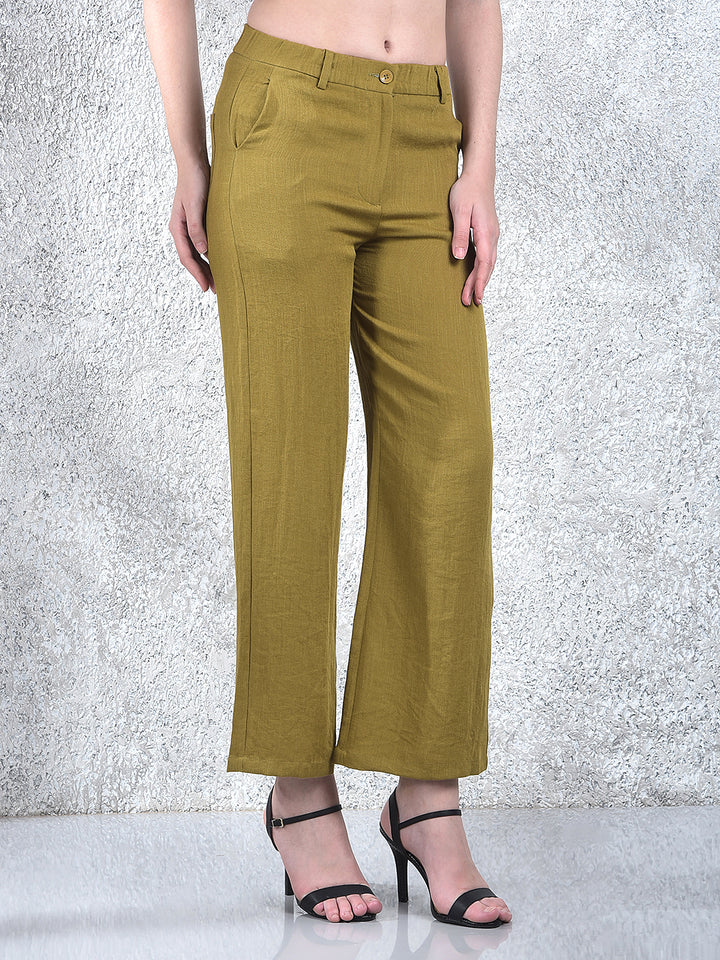 Olive Breeze Wide-Leg Trousers