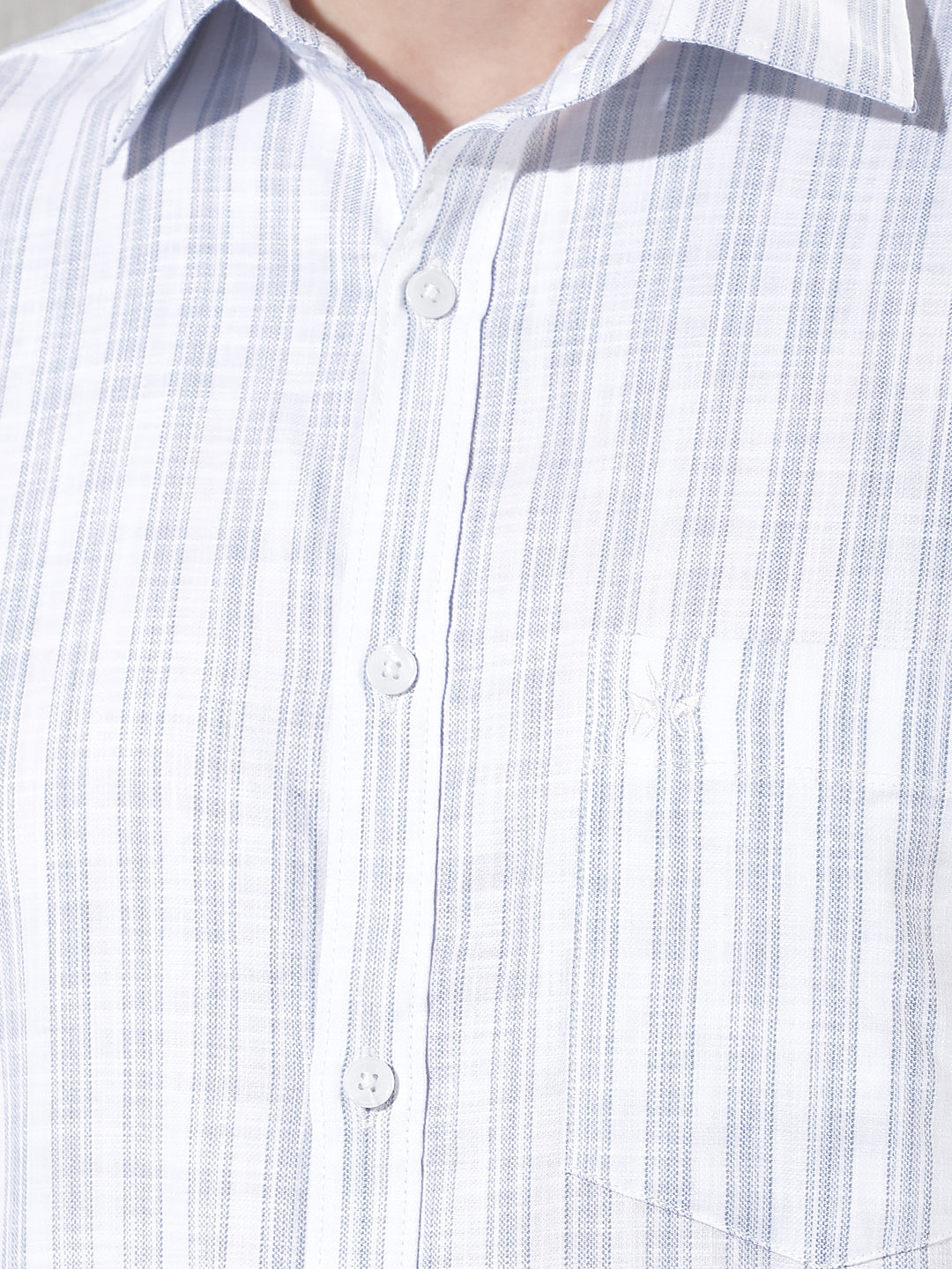White 100% Cotton Verical Stripes Shirt