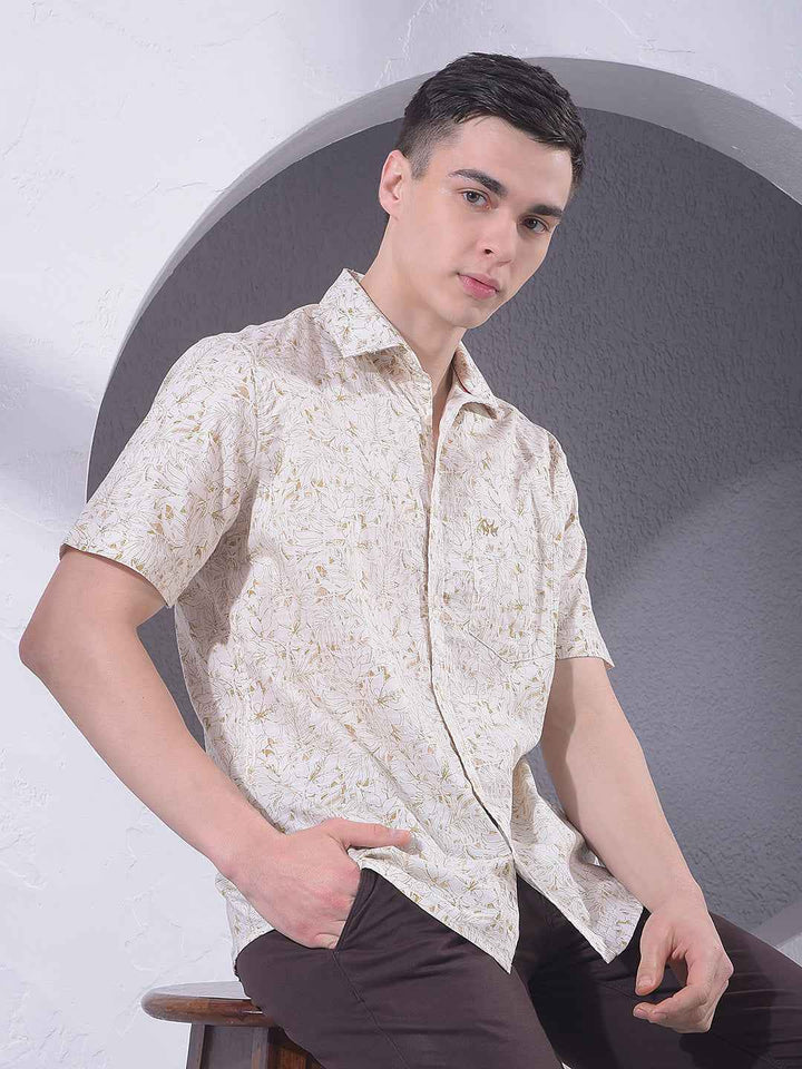 Olive Floral Print Shirt