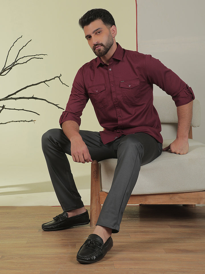 Maroon 100% Cotton Shirt