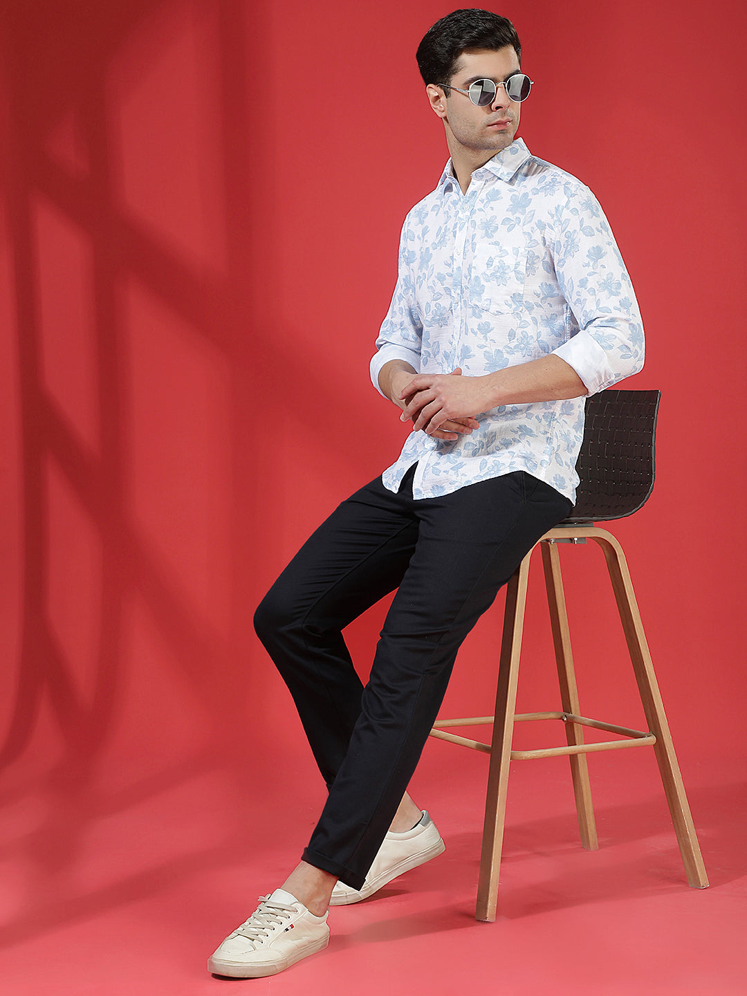 Navy Blue Stretch Smart Trousers