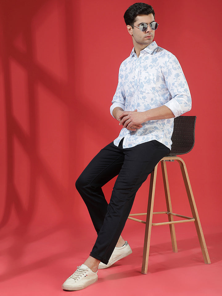 Navy Blue Stretch Smart Trousers