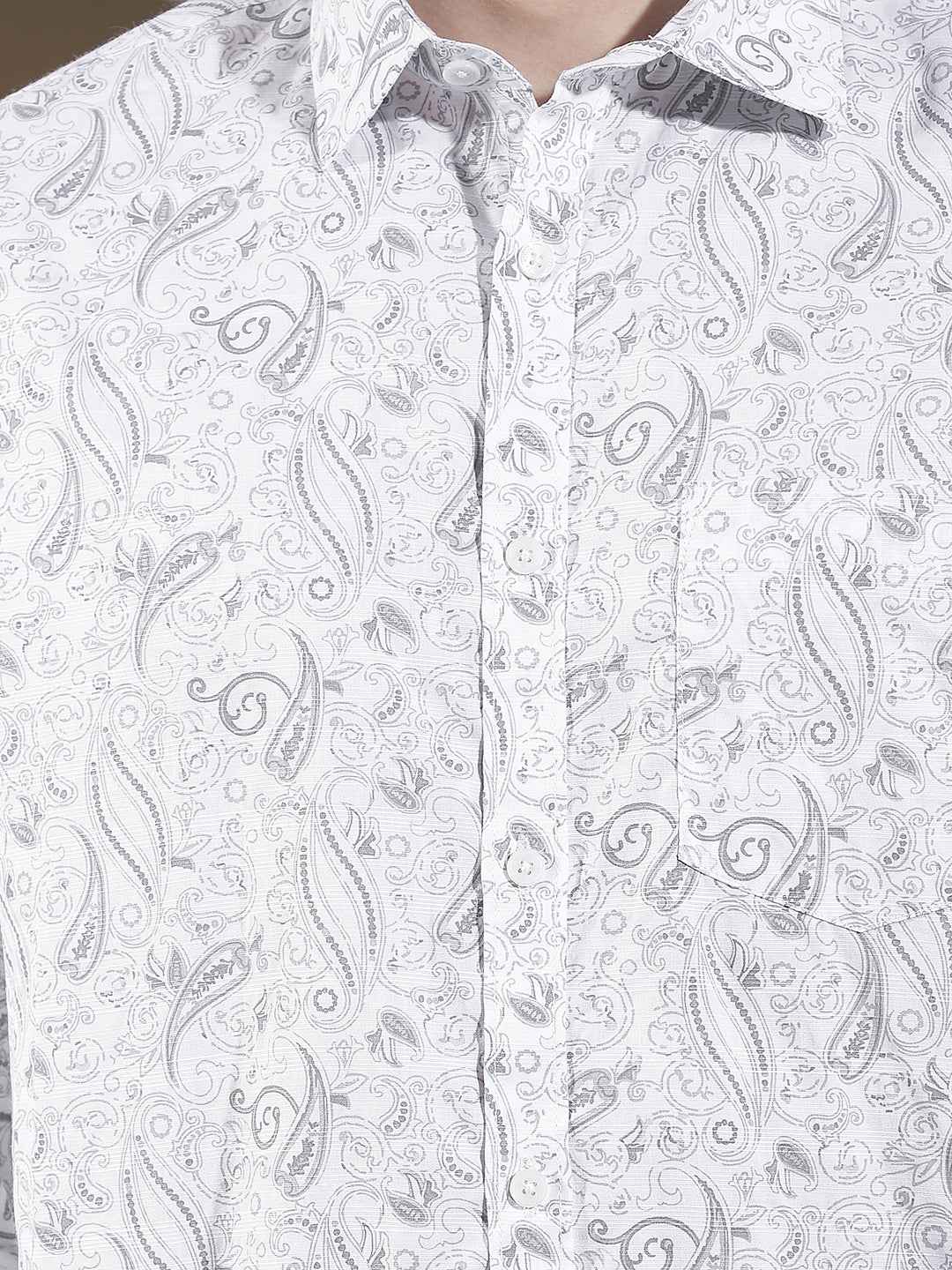 Grey Botanical Print Shirt