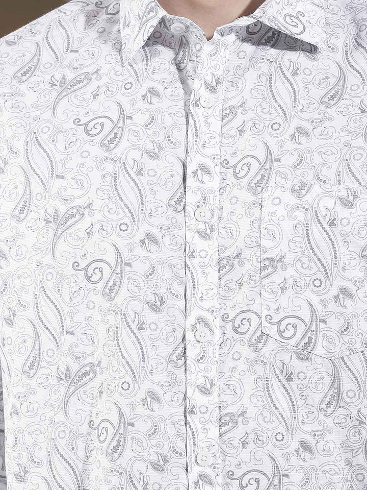 Grey Botanical Print Shirt