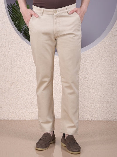 Beige Printed Trousers