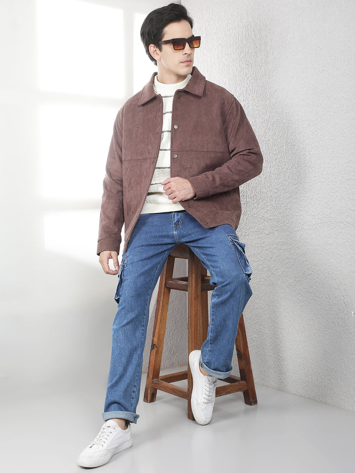 Brown Faux Suede Shacket