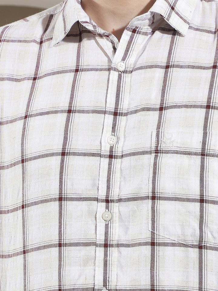 Purple Checked Linen Shirt