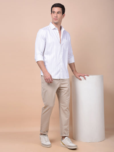 White Vertical Stripes Shirt