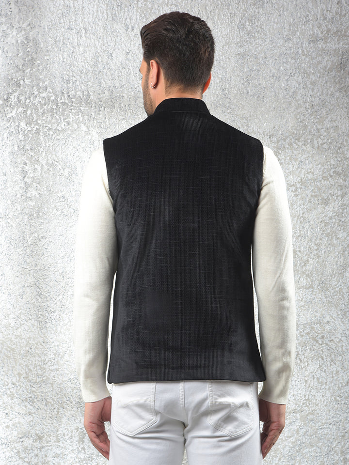 Black Printed Waist Coat