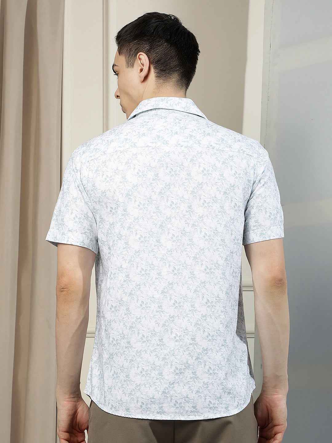 White Floral Print Shirt