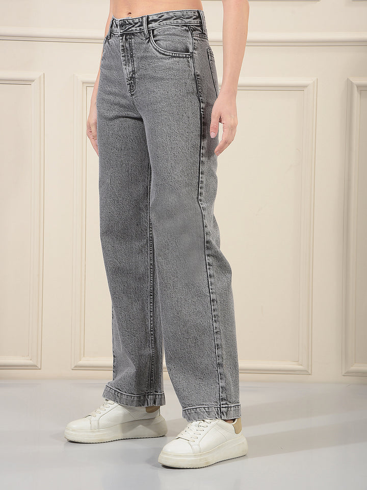 Grey 100% cotton Wide Leg Jeans