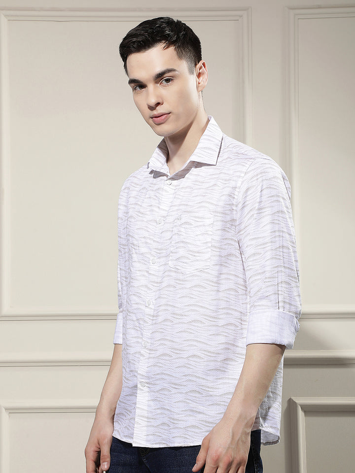 Beige Printed Shirt