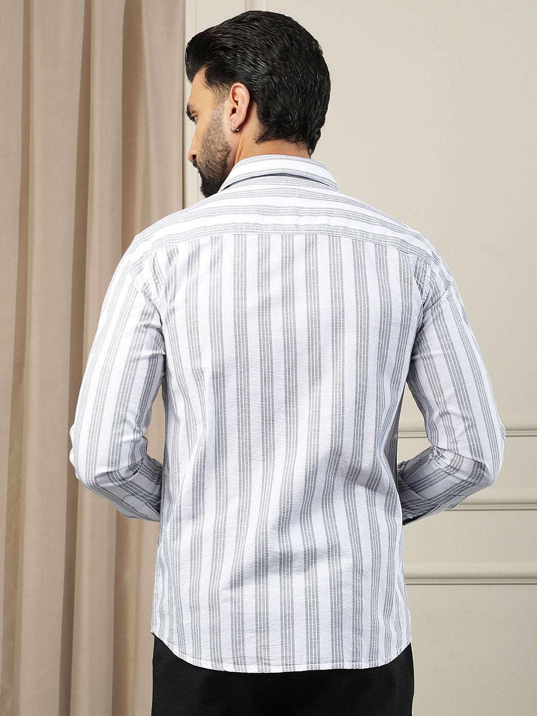 White Vertical Stripes 100% Cotton Shirt