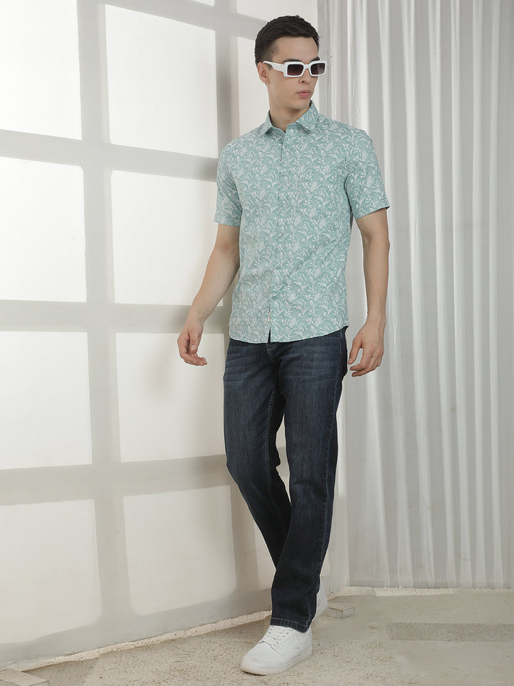 Green Floral Print Shirt