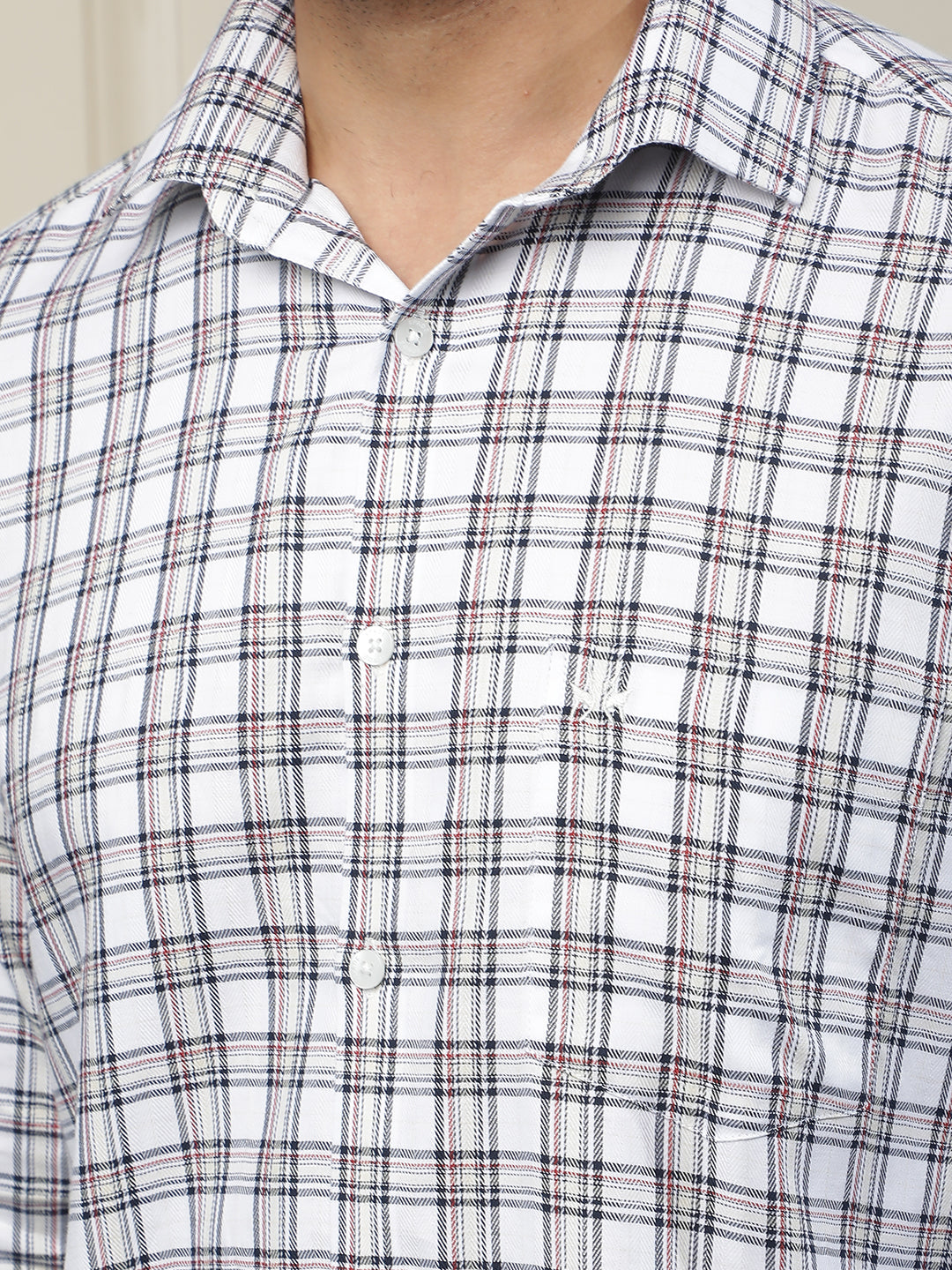 White Checked 100% Cotton Shirt