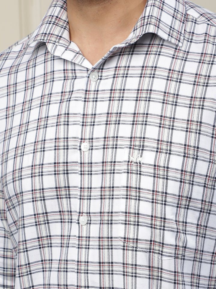 White Checked 100% Cotton Shirt