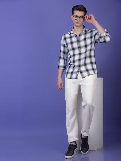 White Checked 100% Cotton Shirt