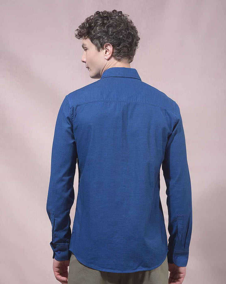 Blue 100% Cotton Casual Shirt