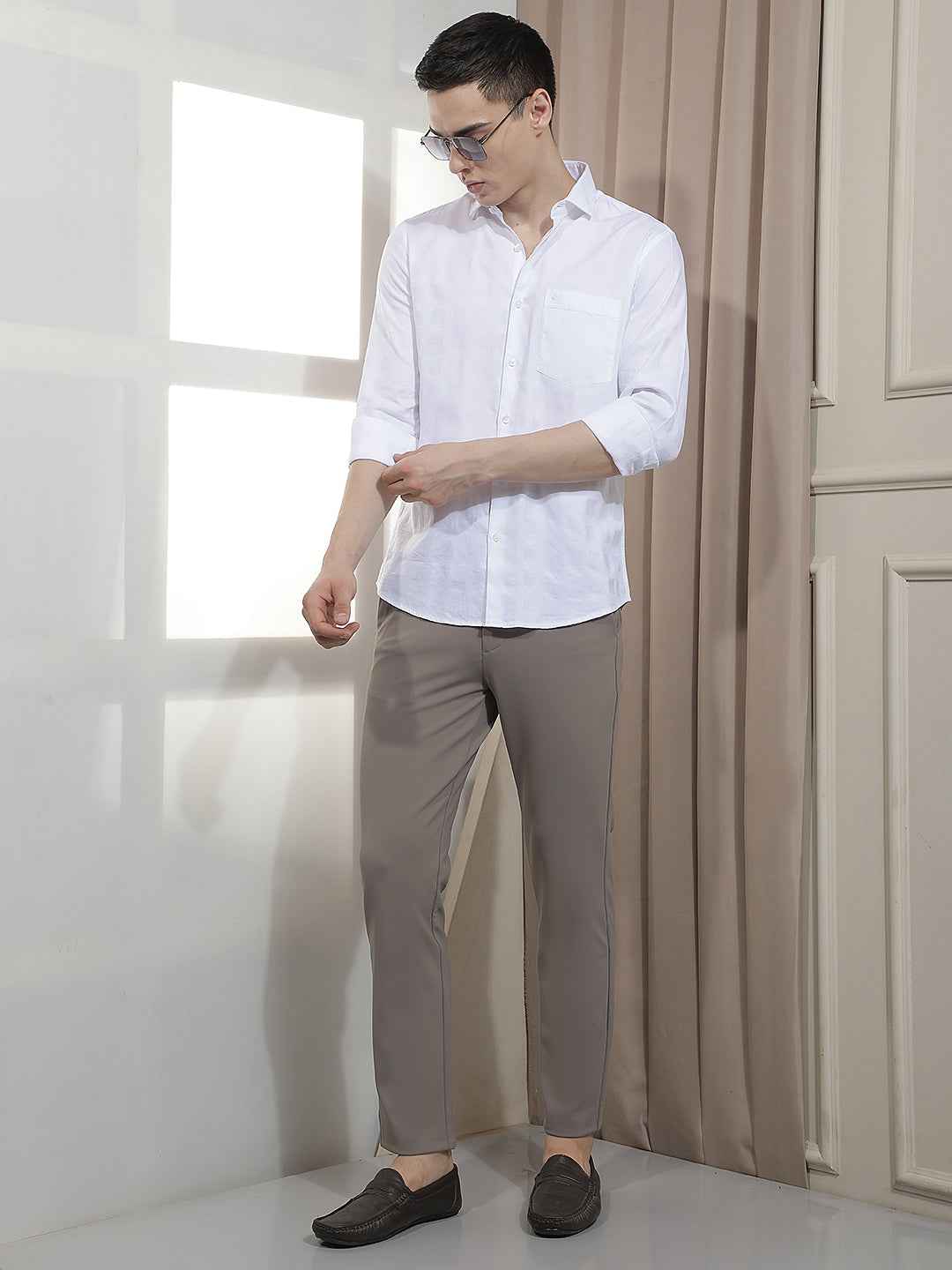 White Jacquard 100% Cotton Shirt