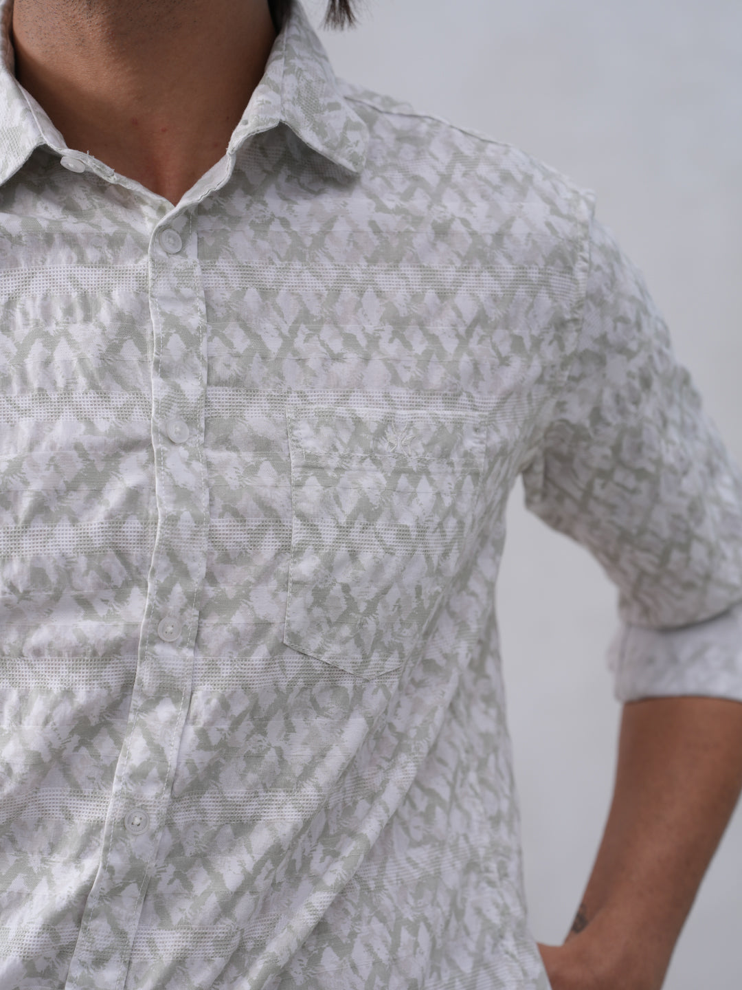 Green Printed Linen Shirt