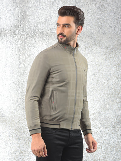 Beige Checked Puffer Jacket