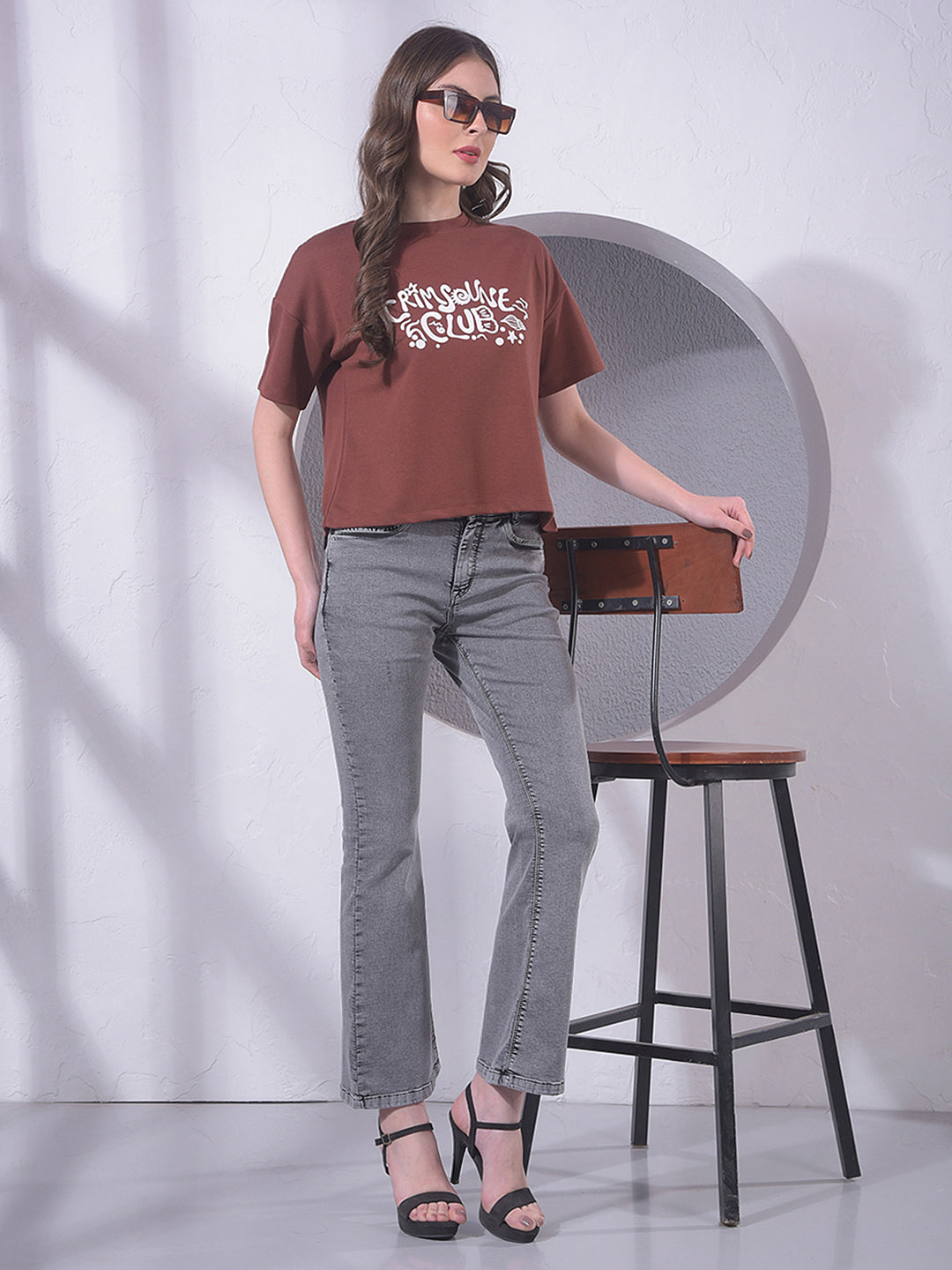 Brown Typographic Print T-Shirt