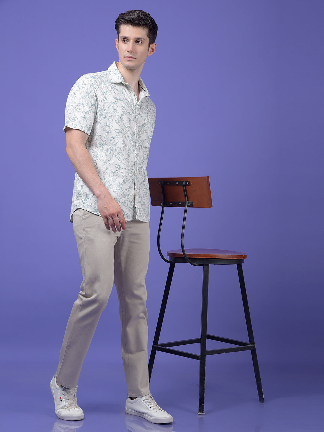 Grey Printed 100% Cotton Shirt
