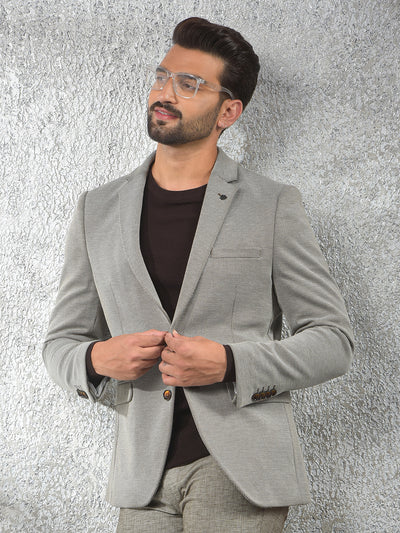 Brown Notched Lapel Single-Breasted Blazer